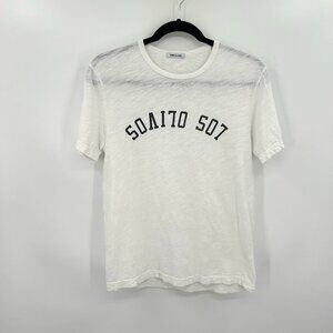 HIRO CLARK White Black Los Olivos Burn Out Crew Neck Short Sleeve T-Shirt XS